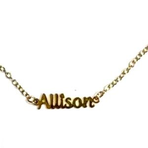 GOLD TONE SMALL SCRIPT “ALLISON” NAME BRACELET 6-8” LENGTH WITH EXTENDER CHAIN